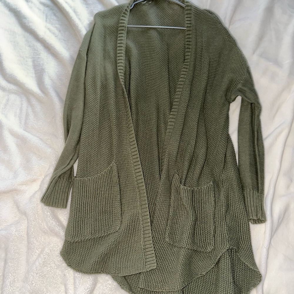 Olive Green Women's Sweater Cardigan